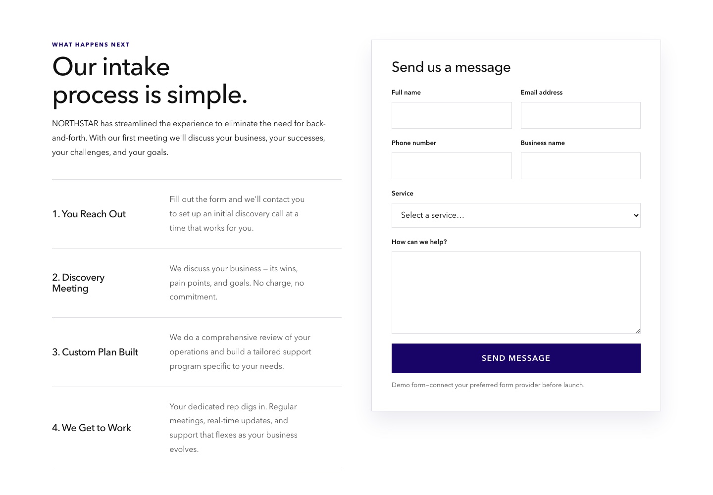 Northstar Studio contact page and inquiry form